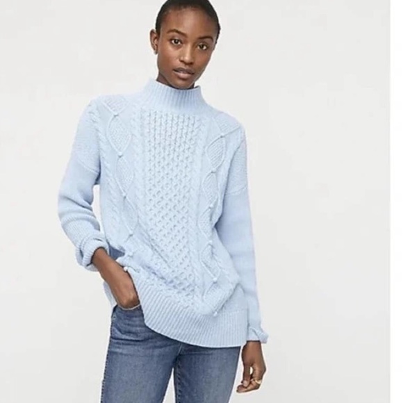 J. Crew | Sweaters | J Crew Mock Neck Center Cable Knit Chucky Sweater |  Poshmark